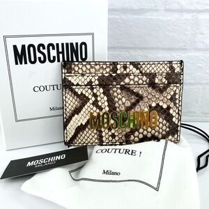 MOSCHINO Couture Card Case Holder Snakeskin Print Leather
